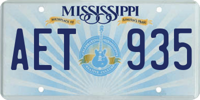 MS license plate AET935