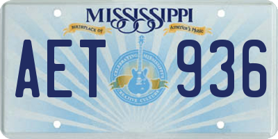 MS license plate AET936