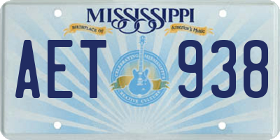 MS license plate AET938