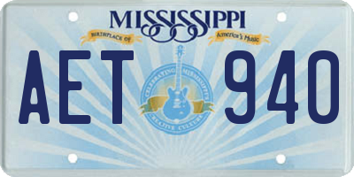 MS license plate AET940