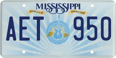 MS license plate AET950