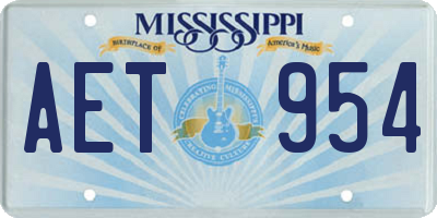 MS license plate AET954