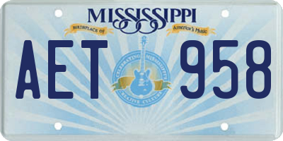 MS license plate AET958