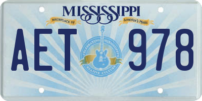 MS license plate AET978