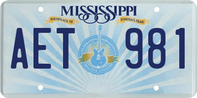 MS license plate AET981