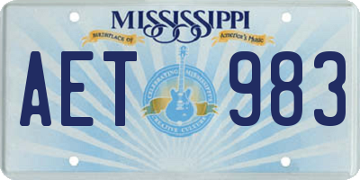 MS license plate AET983