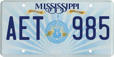 MS license plate AET985