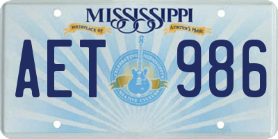 MS license plate AET986