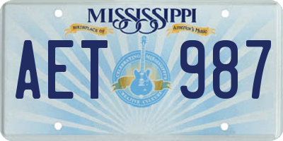 MS license plate AET987