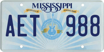 MS license plate AET988