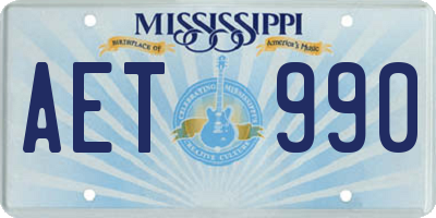 MS license plate AET990