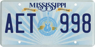 MS license plate AET998