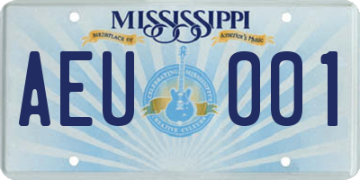 MS license plate AEU001