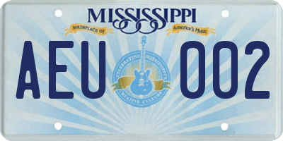 MS license plate AEU002
