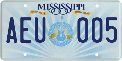 MS license plate AEU005