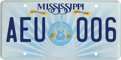 MS license plate AEU006