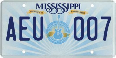 MS license plate AEU007