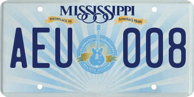 MS license plate AEU008