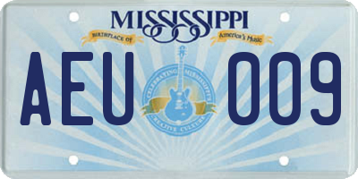 MS license plate AEU009