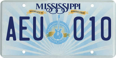 MS license plate AEU010