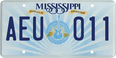 MS license plate AEU011