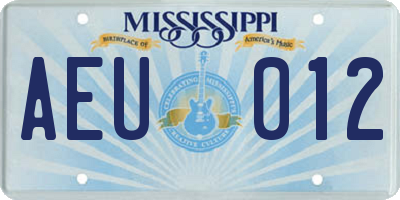MS license plate AEU012