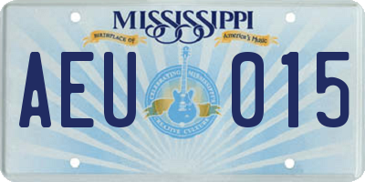 MS license plate AEU015