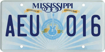MS license plate AEU016