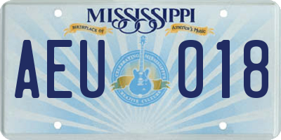MS license plate AEU018