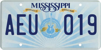 MS license plate AEU019