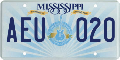 MS license plate AEU020