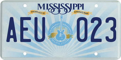 MS license plate AEU023