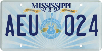 MS license plate AEU024