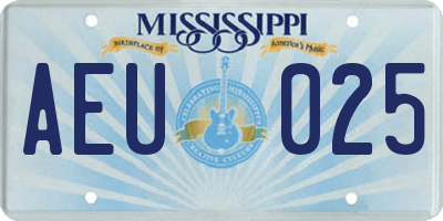 MS license plate AEU025