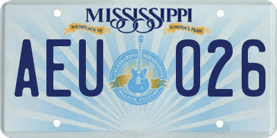 MS license plate AEU026