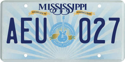 MS license plate AEU027