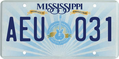 MS license plate AEU031