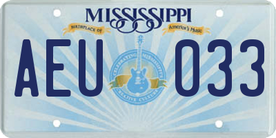 MS license plate AEU033