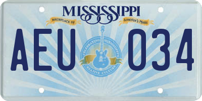 MS license plate AEU034