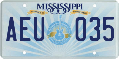 MS license plate AEU035
