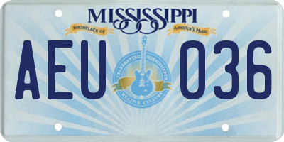 MS license plate AEU036