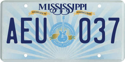 MS license plate AEU037