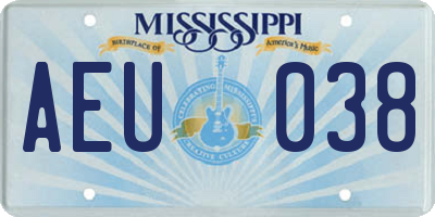 MS license plate AEU038