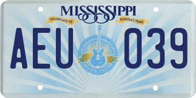 MS license plate AEU039