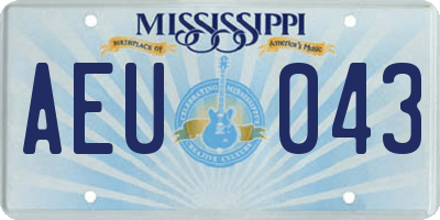 MS license plate AEU043