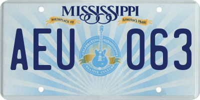 MS license plate AEU063