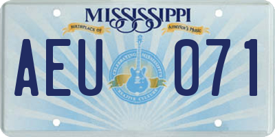 MS license plate AEU071