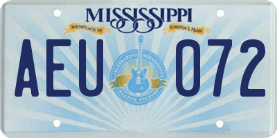 MS license plate AEU072