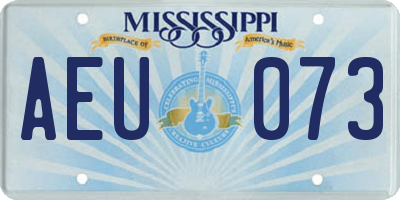 MS license plate AEU073