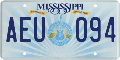 MS license plate AEU094